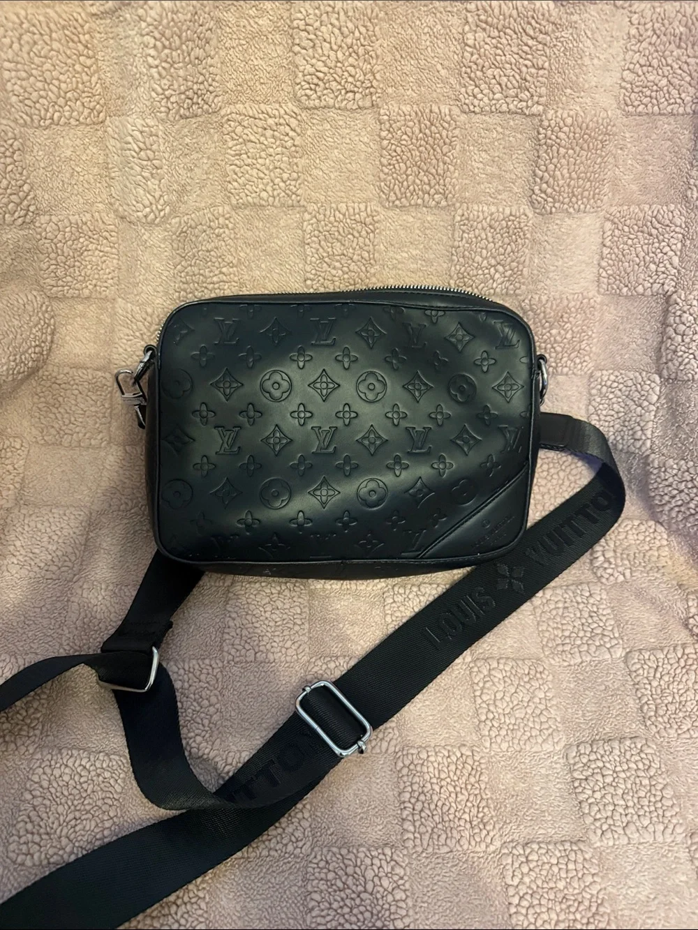 Faux Black Monogram Crossbody Bag